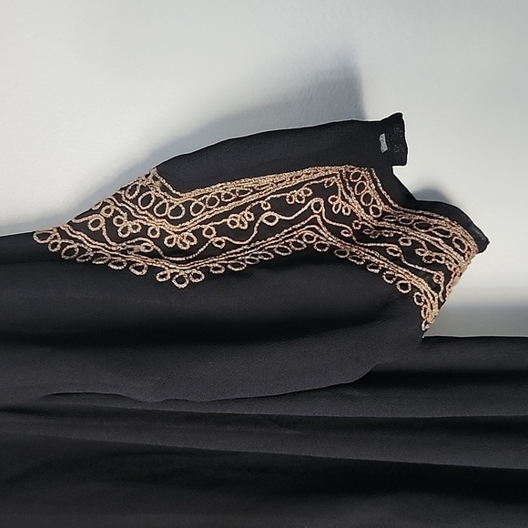LE Chateau Black gold tunic top sheer medium blouse - Picture 3 of 7